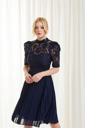 Pleated Lace Dress Double Second